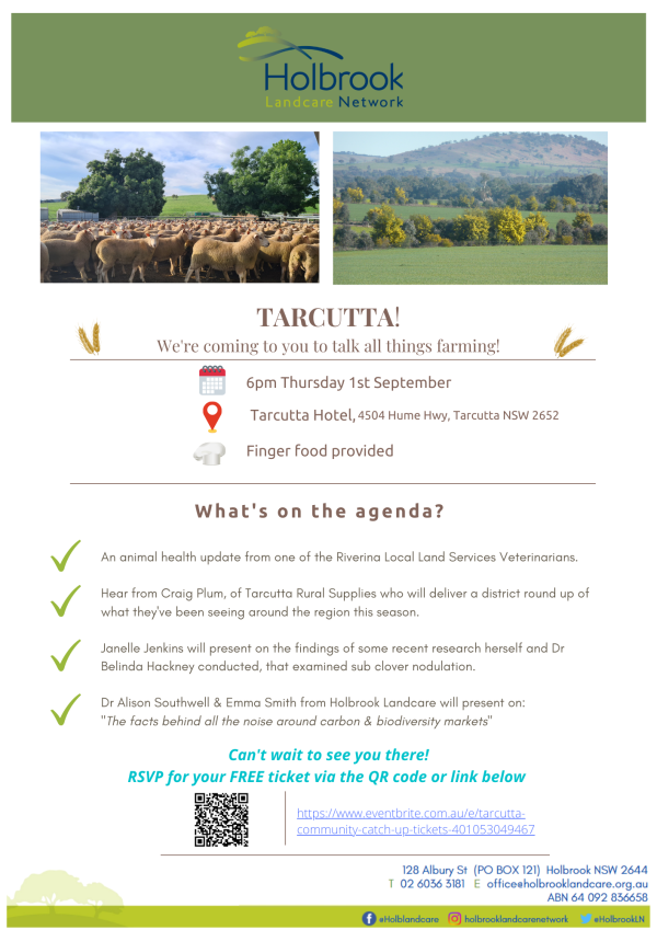Tarcutta Community Catch Up! Holbrook Landcare Network