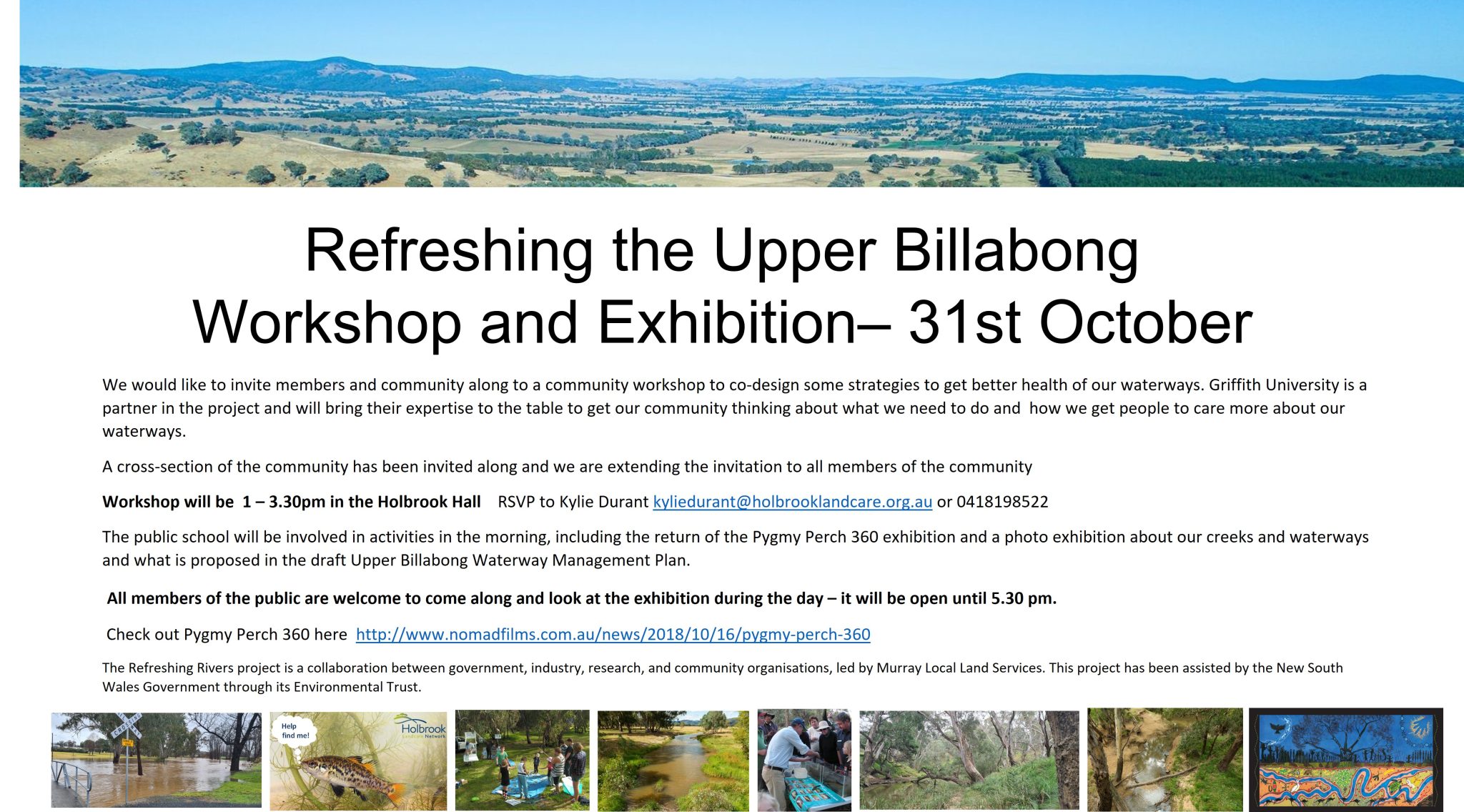 Refreshing the Upper Billabong Workshop and Exhibition Flyer