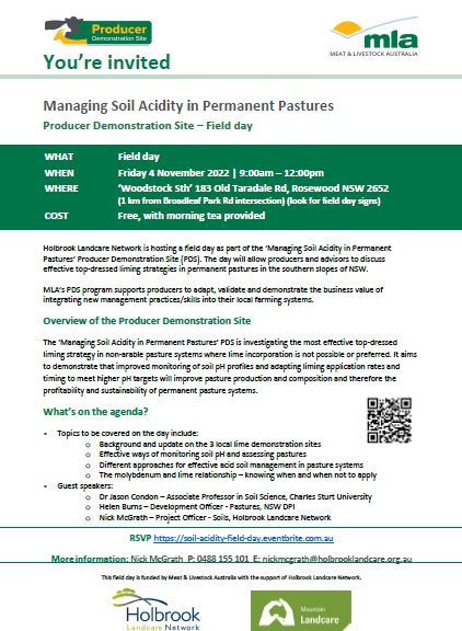 Managing Soil Acidity in Permanent Pastures - Field Day Flyer