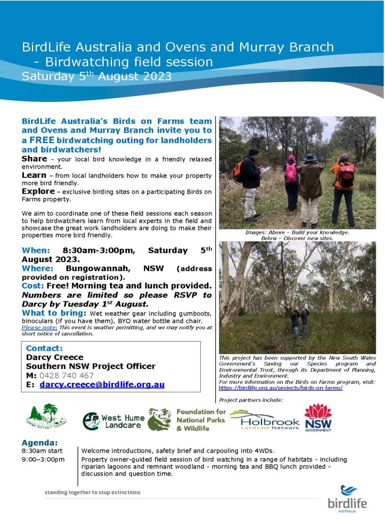 Winter Birding Event Flyer from BirdLife Australia